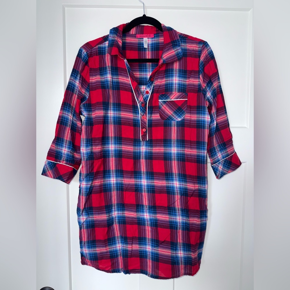Red and Blue Plaid Bed Shirt